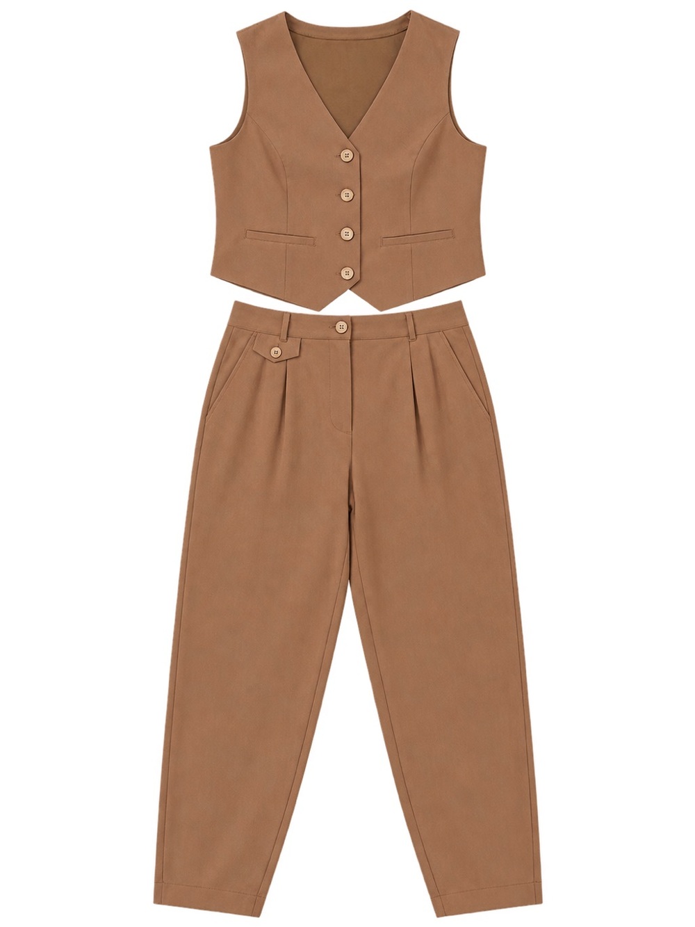 NWT Pretty Garden Brown Vest & Pants 2 Piece Set Size XL